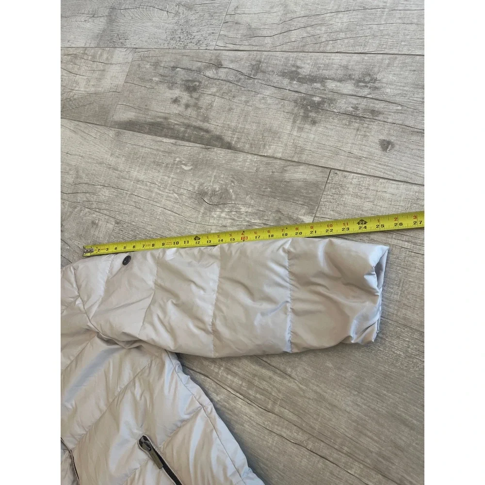 Michael Kors Cream Quilted‎ Long Puffer Jacket Size XL